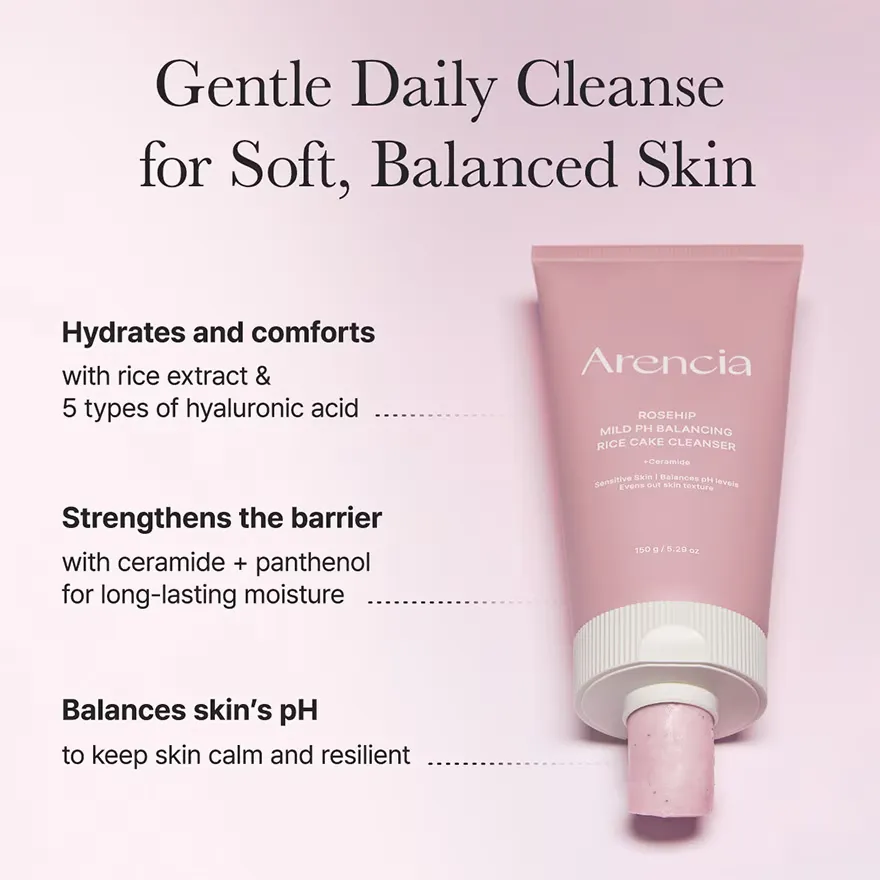 Arencia Rosehip Mild pH Balancing Rice Cake Cleanser 150g - Image 2